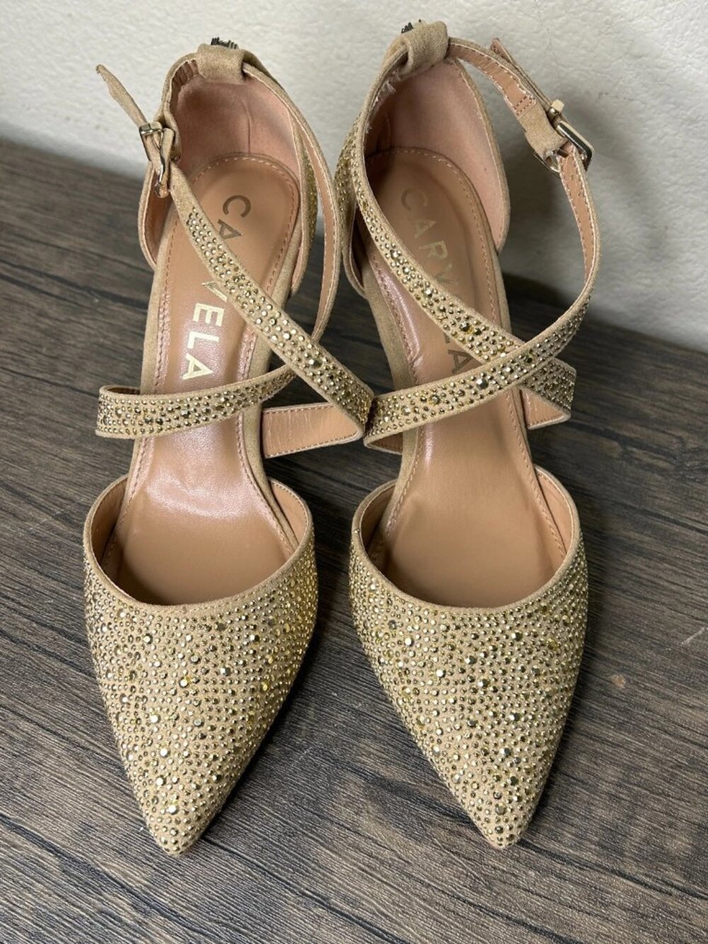 CARVELA Kross Jewel Heel Gold Bling Size 7 NIB NEW Strappy 4231